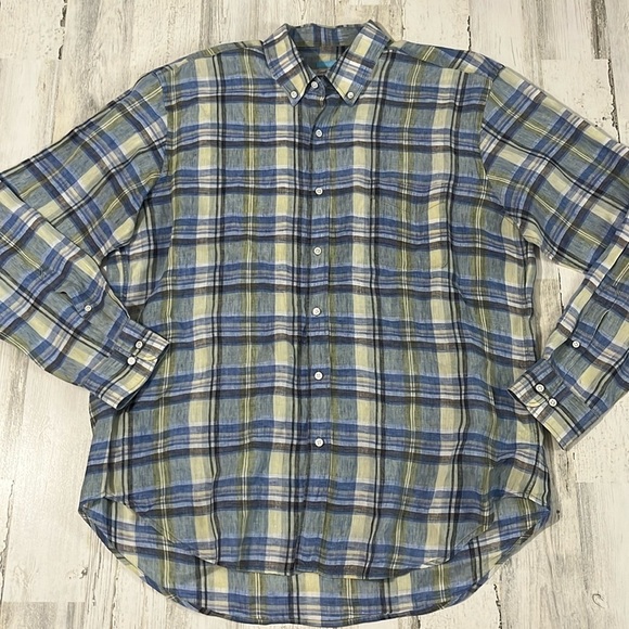 J. McLaughlin Other - J. McLaughlin Carnegie Plain Linen Button Down Shirt Size XL